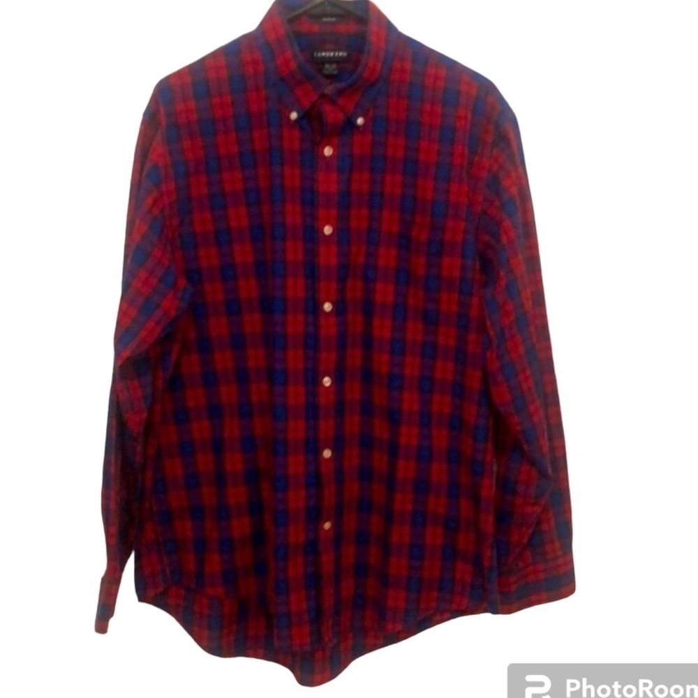 Lands End Red Button Down 16.5 Traditional Fit